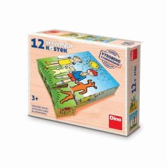 CHIEN ET CHAT 12 blocs en bois