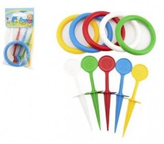 Játék dobókarikák és gombostűk műanyag 22cm-es zacskóban