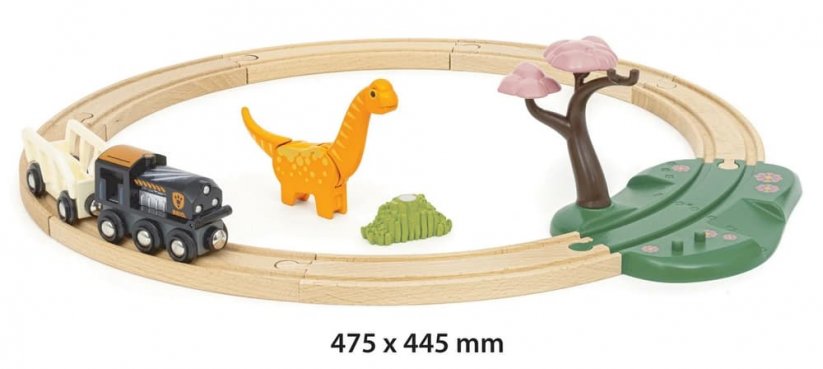 Șină circulară de tren cu dinozaur