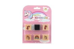 Ștampile din lemn 5+1 cu pernă unicorni pe card