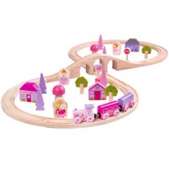 Bigjigs Rail Vía del tren de madera Ocho para princesas 40 piezas