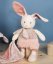 Coffret Doudou - Peluche lapin écru et couverture rose en coton bio 22 cm