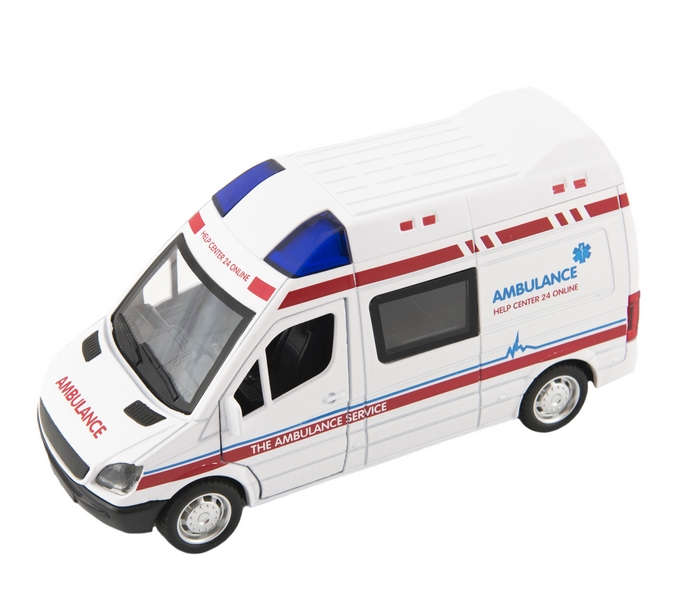 Teddies Poste de secours + voiture ambulance 15 cm sur batterie avec lumière