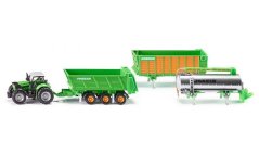 SIKU Farmer 1848 - Traktor Deutz se sadou přívěsů Joskin, 1:87