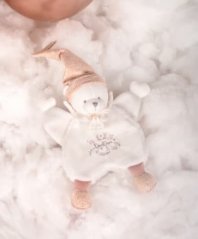 Doudou Dárková sada Plyšový muchláček medvídek s čepičkou růžový 25 cm