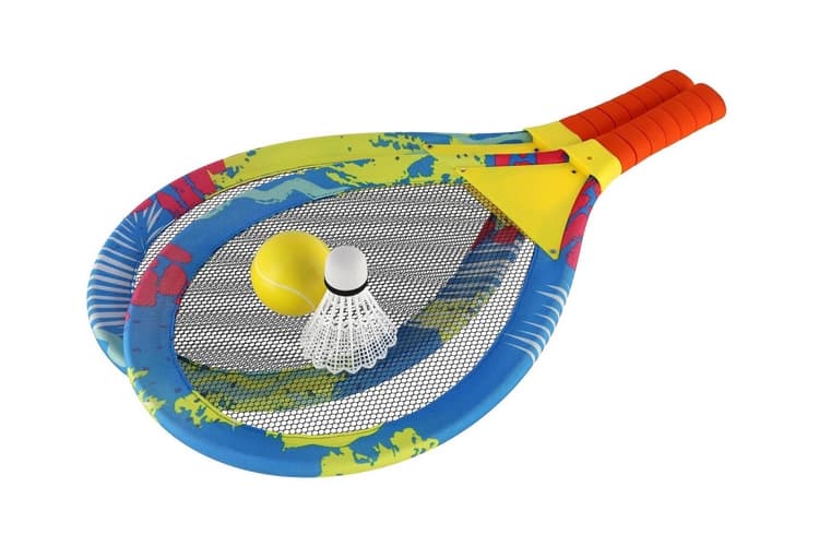 Zestaw kijów plażowych 2szt metal/plastik 27x54cm z piłką z koszem w kolorze siatki