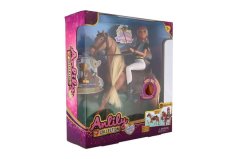Anlily pieptene articulat pentru cai și păpușă jocheu cu accesorii