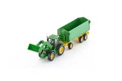 SIKU Farmer 1843 - John Deere s čelním nakladačem a přívěsem 1:87
