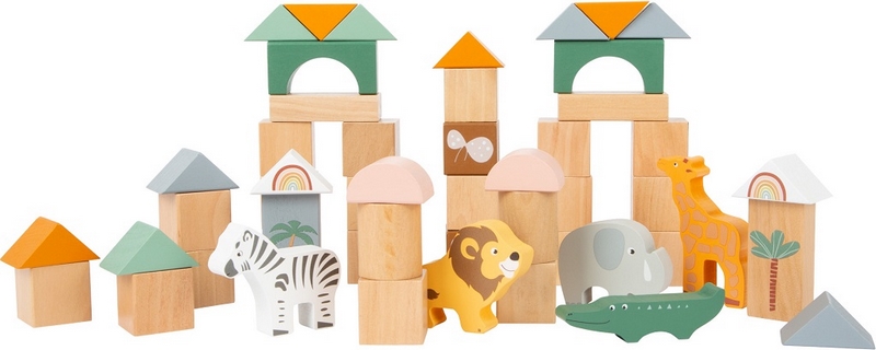 Pie Pequeño Bloques de Construcción de Madera Safari 50 pcs