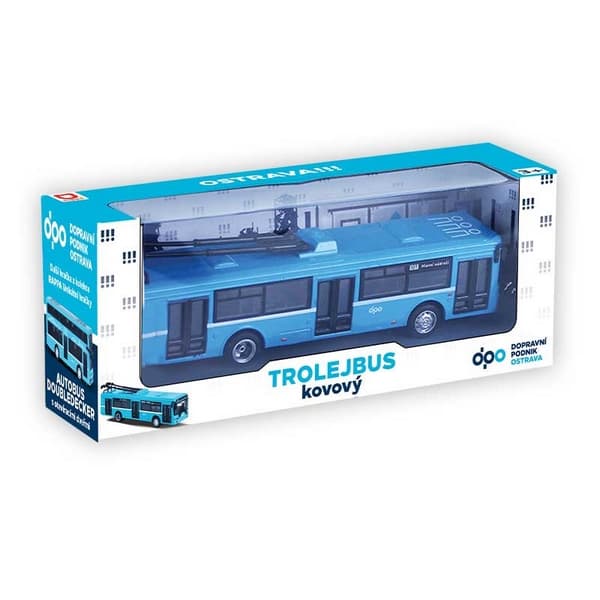Metalowy trolejbus DPO Ostrava niebieski 16 cm