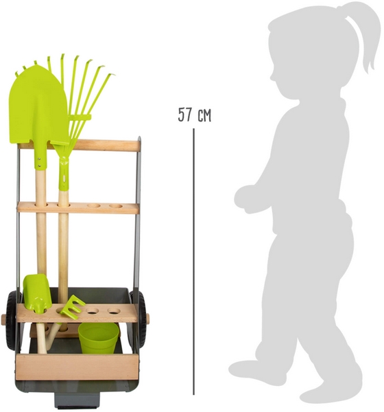 Wózek ogrodowy na małe stopy z 5 narzędziami