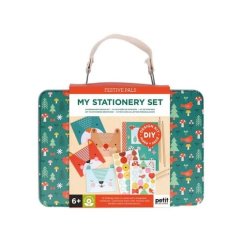 Set de papetărie Petit Collage Creative Case, verde, cu animale
