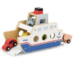 Barcă de puzzle din lemn cu mașini