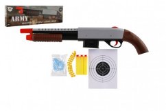 Pușcă de vânătoare 46cm + bile de apă 6mm, cartușe de spumă, bile de cauciuc