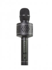 Microphone karaoké Bluetooth noir à piles avec USB