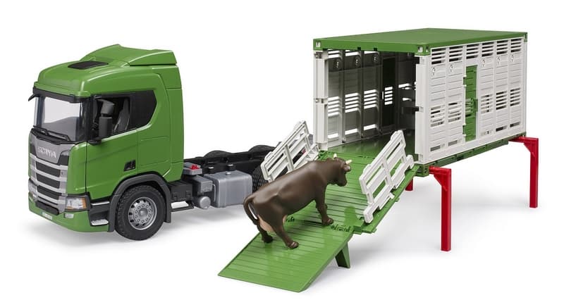 Bruder 3548 Scania Super 560R camión de transporte de animales con 1 vaca