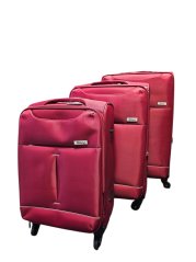 Valiză de călătorie Bavy Fabric roșie - set de 3 bucăți