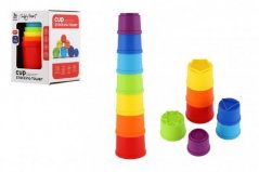 Torre/Pirámide colorido puzzle apilable 7pcs plástico en caja 7x10x7cm 18m+