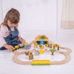 Bigjigs Rail Calea ferată din lemn Safari Train Track