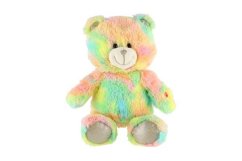Ours en peluche arc-en-ciel 40 cm fonctionnant sur piles avec son et lumière dans un sac