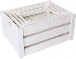Zestaw białych pudełek drewnianych z małymi stopami