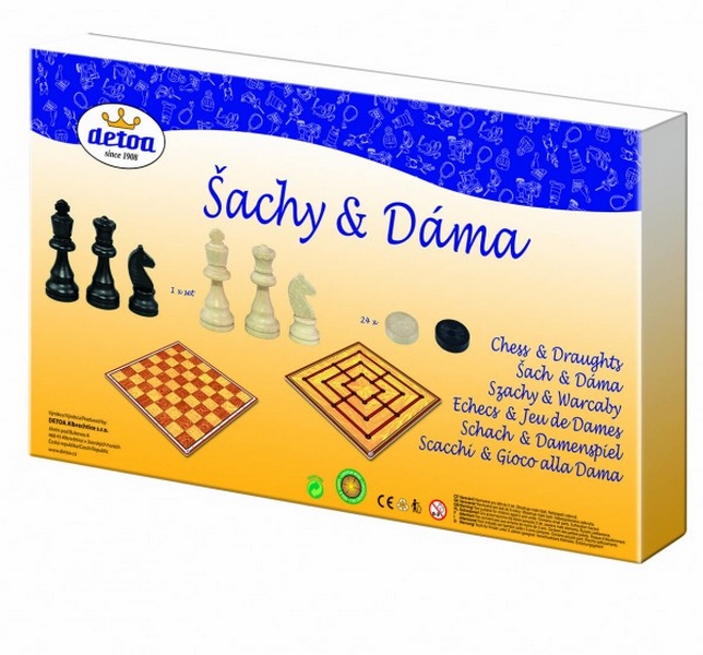 Șah și dame joc de masă din lemn