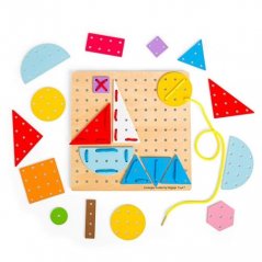 Zabawki Bigjigs Drewniana gra w sznurowanie Geometryczne kształty