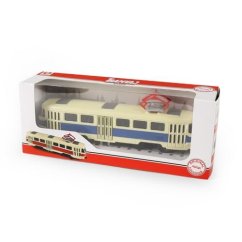 Kovová česká retro tramvaj modrá 16 cm-otevírací dveře