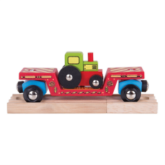 Wagon ferroviaire Bigjigs avec tracteur + 2 rails