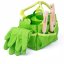 Bigjigs Toys Set d'outils de jardinage dans un sac en toile vert