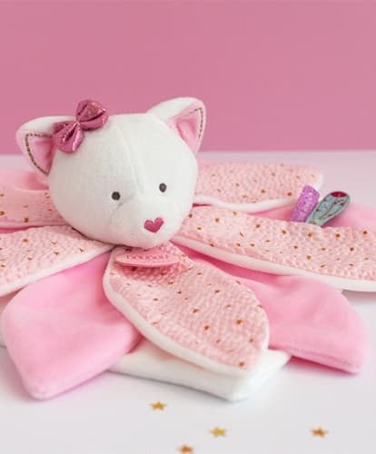 Coffret cadeau Doudou - gigoteuse en peluche chat rose 26 cm