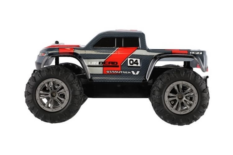 Auto RC pick up terénní plast 25cm 2,4GHZ na baterie šedo-červený v krabici