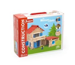 Jeujura Jeu de construction en bois 140 pièces Petite Maison