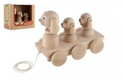 Trois chiens tirant du bois naturel 22cm
