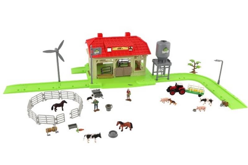 Zestaw domowa farma ze zwierzętami i traktorem z tworzywa sztucznego z akcesoriami w pudełku