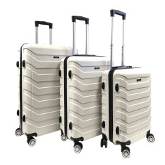 Bavy Valiză de călătorie cu carcasă Ribs White - set de 3 bucăți