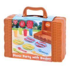 Piknikový košík se sadou nádobí plast 22ks 24x18x8cm 24m+