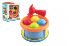 Pioli/tamburo 17cm 2in1 in plastica con martello e palline 4pcs