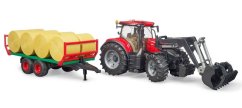Bruder 3198 Traktor Case IH Optum 300 CVX s čelním nakladačem a přepravníkem na balíky