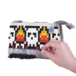 PIXIE CREW geantă mare gri-albastru