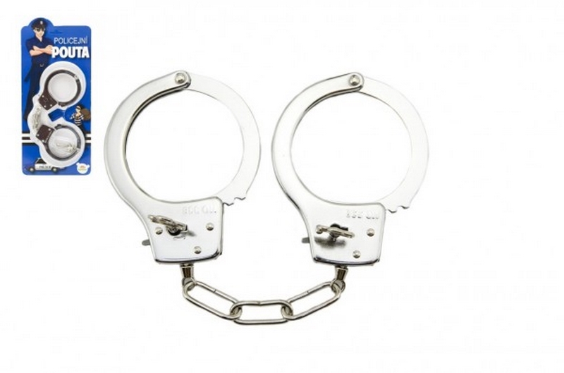 Kajdanki policyjne metalowe 17cm z kluczykiem na karcie
