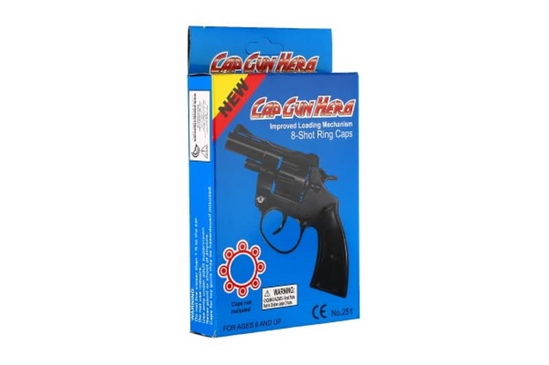 Revolver / pistolet à capsule 8 coups plastique 13cm en boîte
