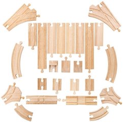 Bigjigs Rail Jeu de rails en bois 25 pièces