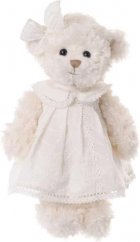 ZOSIA ALBINA bílý medvěd v šatech s mašlí (35 cm)