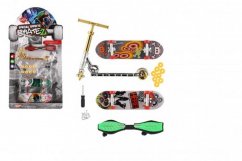 Sada skateboard šroubovací, koloběžka prstová, waveboard plast s doplňky