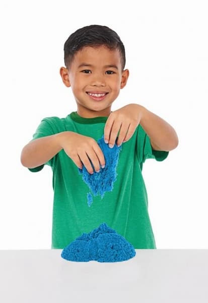Kinetic sand krabice tekutého písku s podložkou modrá barva