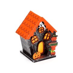 Halloweenská LED dekoratívna domčeková tekvica