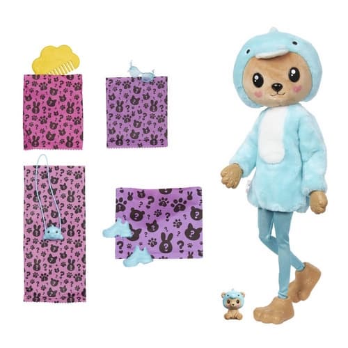 Barbie CUTIE REVEAL BARBIE V KOSTÝMU - MEDVÍDEK V MODRÉM KOSTÝMU DELFÍNA