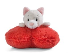 NICI peluche Love Cat mignon couché, coeur, 13cm