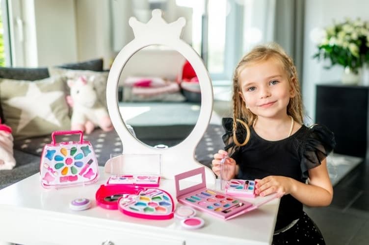 Set de maquillage pour enfants avec miroir et fermeture magnétique 11x14,5x1cm en aluminium